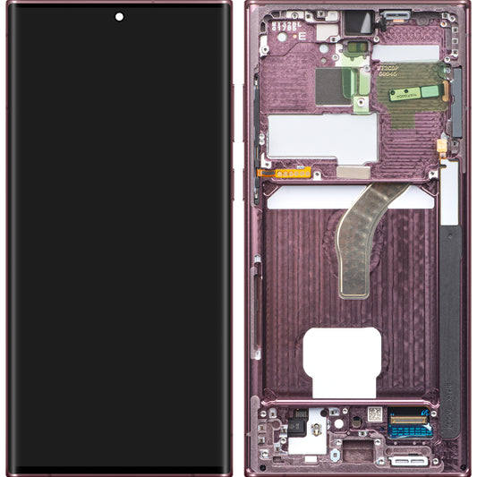 Samsung Galaxy S22 Ultra 5G S908 Touchscreen Display, with Frame, Burgundy, Swap GH82-27488B