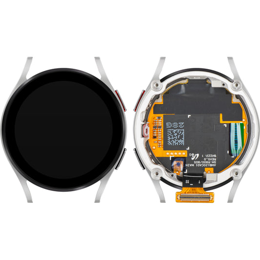 Wyświetlacz z ekranem dotykowym Samsung Galaxy Watch5 40mm, z ramką, wersja BT, srebrny, Service Pack GH82-30040C