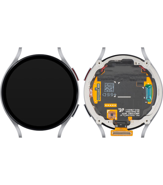 Wyświetlacz z ekranem dotykowym Samsung Galaxy Watch6 44mm, z ramką, wersja LTE, srebrny, Service Pack GH97-28838C