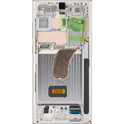 Wyświetlacz dotykowy Samsung Galaxy S23 Ultra S918, z ramką, biały (kremowy), Service Pack GH82-30466B