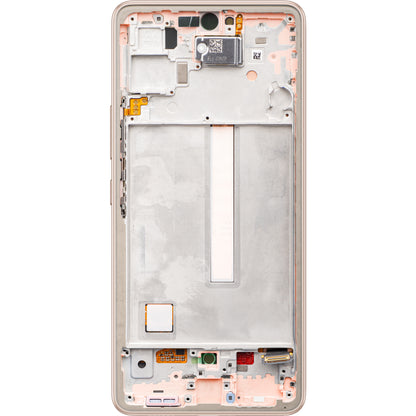 Wyświetlacz dotykowy Samsung Galaxy A53 5G A536, z ramką, pomarańczowy (brzoskwiniowy), Service Pack GH82-28024D 