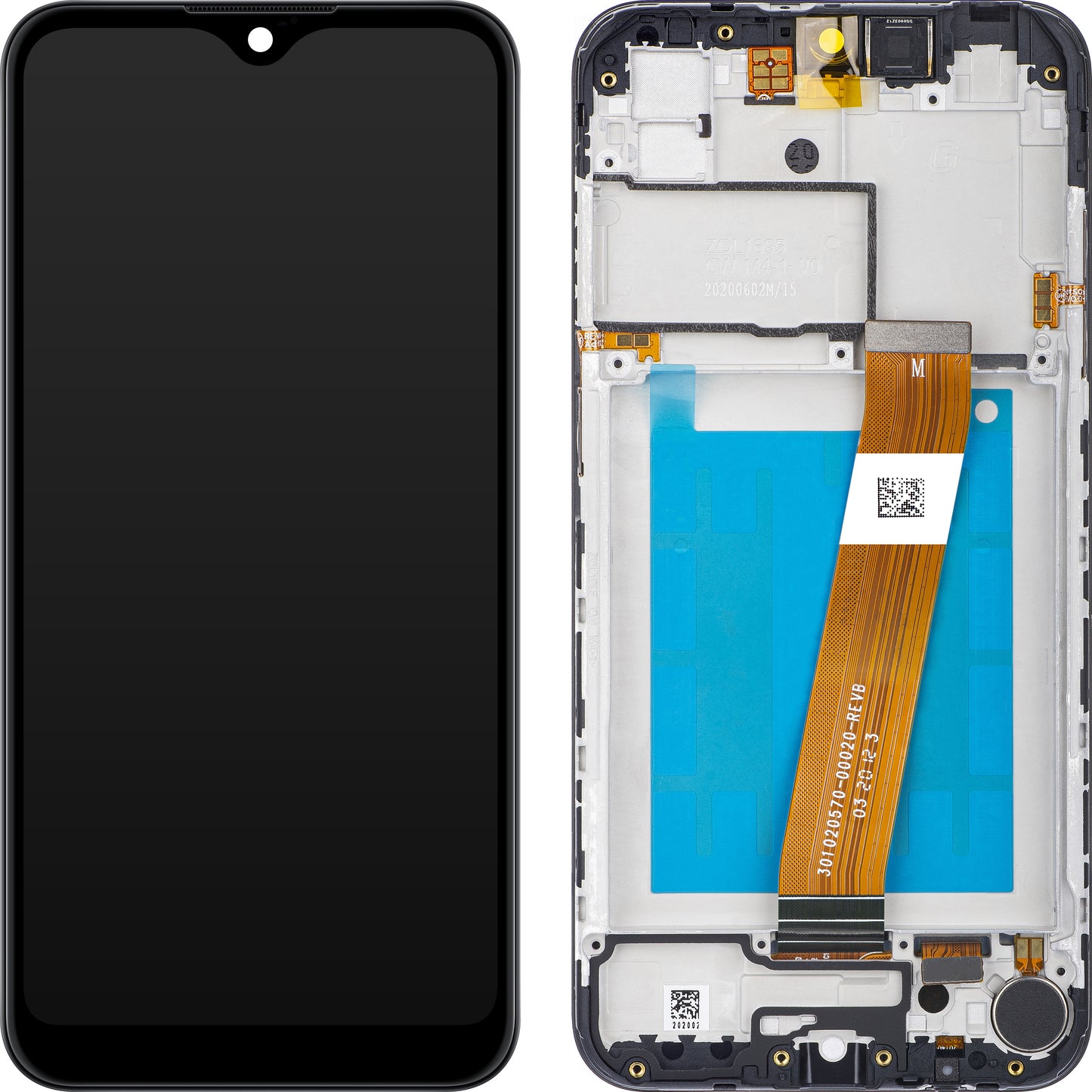 Wyświetlacz z ekranem dotykowym Samsung Galaxy A01 A015, z ramką, wersja europejska, czarny, zestaw serwisowy GH81-18209A