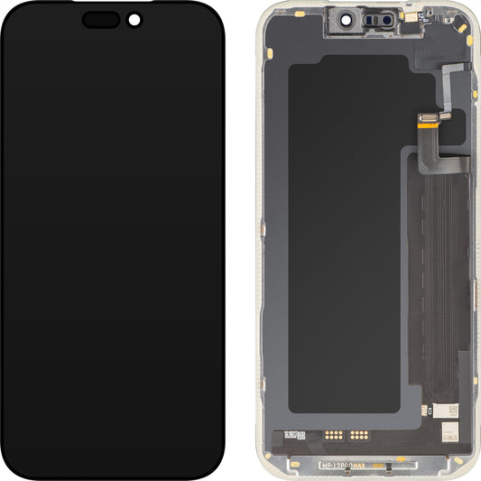 Wyświetlacz z ekranem dotykowym i czujnikiem zbliżeniowym światła MP kompatybilny z Apple iPhone 17 Pro Max, z ramką, wersja oprogramowania OLED FHD 120Hz diagnostyczna, czarny