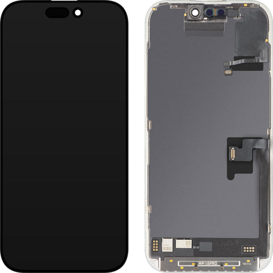 Wyświetlacz z ekranem dotykowym i czujnikiem zbliżeniowym światła MP kompatybilny z Apple iPhone 16 Pro, z ramką, wersja oprogramowania OLED FHD 120Hz diagnostyczna, czarny