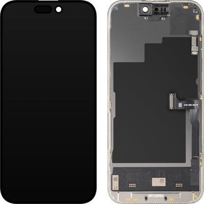 Wyświetlacz z ekranem dotykowym i czujnikiem zbliżeniowym MP kompatybilny z Apple iPhone 15 Pro, z ramką, wersja oprogramowania OLED FHD 120Hz Diagnostic, czarny