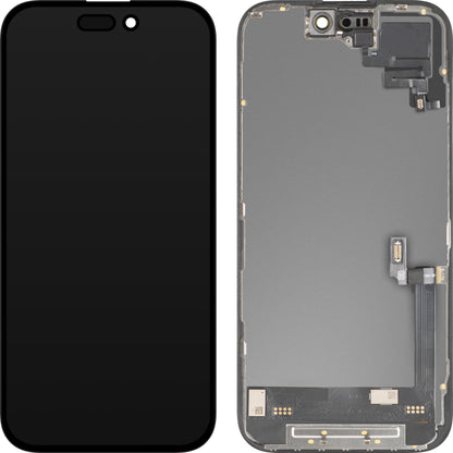 Wyświetlacz z ekranem dotykowym i czujnikiem zbliżeniowym MP kompatybilny z Apple iPhone 16, z ramką, wersja oprogramowania OLED FHD diagnostyczna, czarny