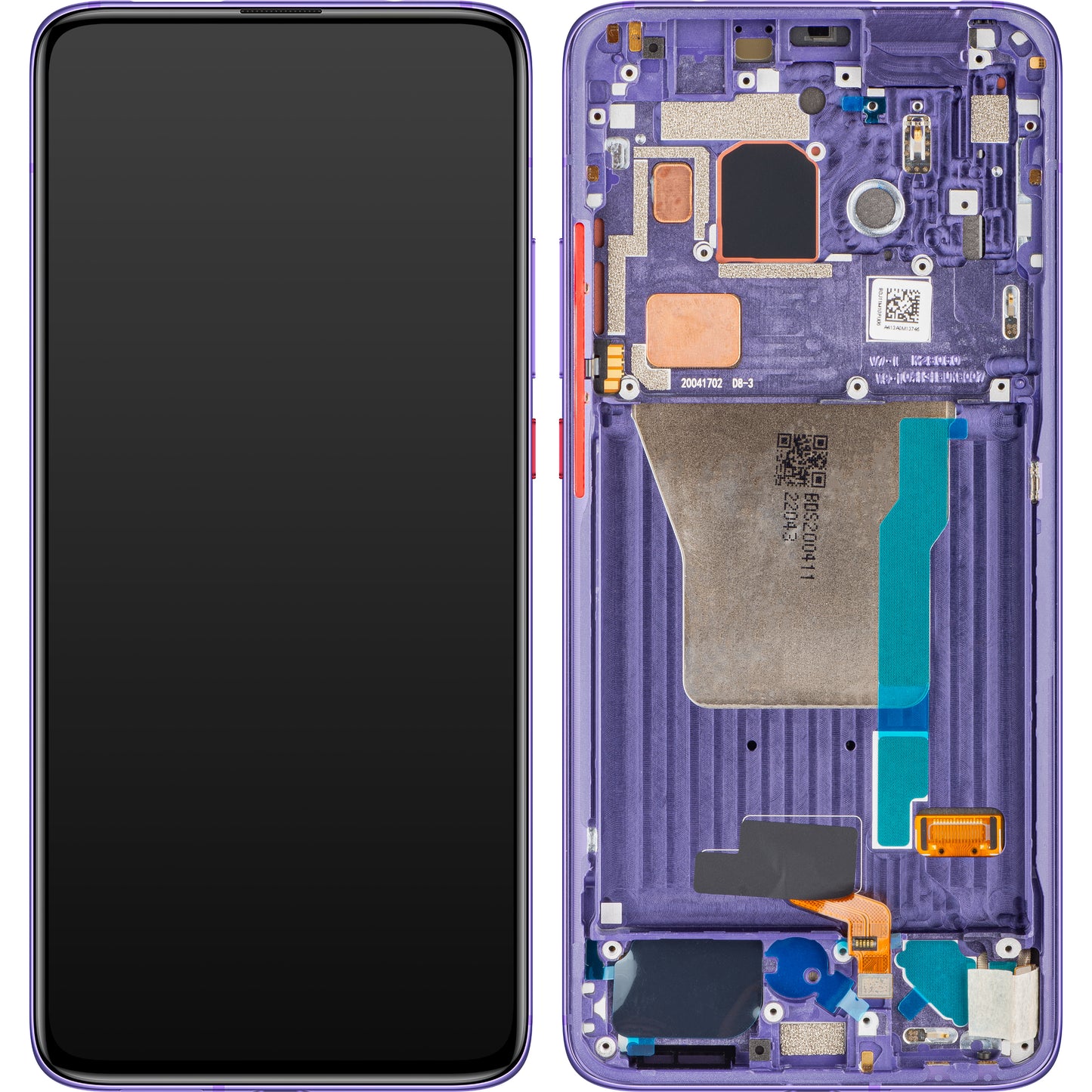 Wyświetlacz dotykowy Xiaomi Poco F2 Pro, z ramką, fioletowy (Electric Purple), Service Pack 56000F0J1100 