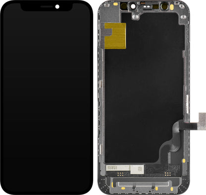 Wyświetlacz dotykowy ZY do Apple iPhone 12 mini, z ramką, wersja LCD w obudowie, czarny 