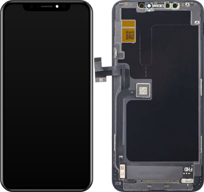 Wyświetlacz dotykowy ZY do Apple iPhone 11 Pro Max, z ramką, wersja z ruchomym wyświetlaczem LCD, czarny 