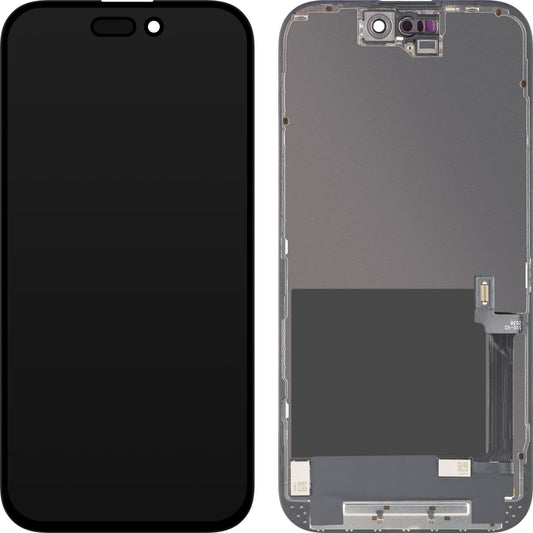 Wyświetlacz z dotykiem ZY dla Apple iPhone 16, z ramką, wersja LCD In-Cell IC Movable, czarny