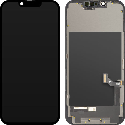 Wyświetlacz z ekranem dotykowym ZY do Apple iPhone 17e / 16e, z ramką, wersja LCD In-Cell IC Movable, czarny
