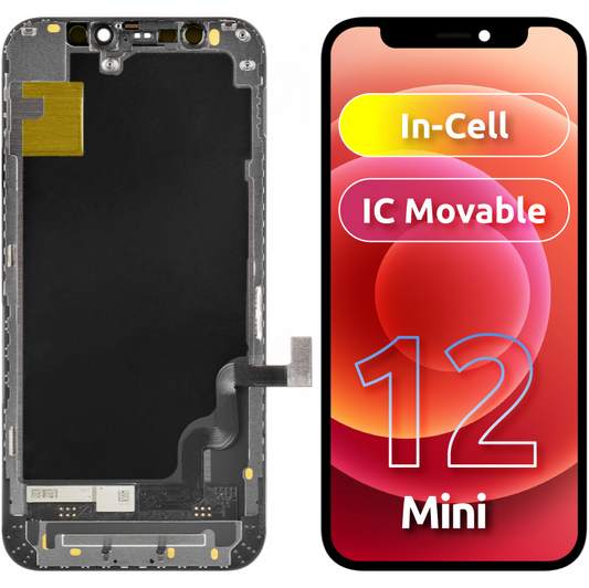 Wyświetlacz dotykowy ZY do Apple iPhone 12 mini, z ramką, wersja LCD w obudowie, czarny 