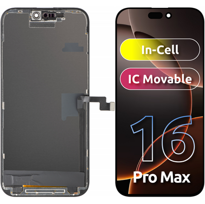 Wyświetlacz z dotykiem ZY dla Apple iPhone 16 Pro Max, z ramką, wersja LCD In-Cell IC Movable, Czarny