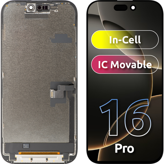 Wyświetlacz z dotykiem ZY dla Apple iPhone 16 Pro, z ramką, wersja LCD In-Cell IC Movable, Czarny