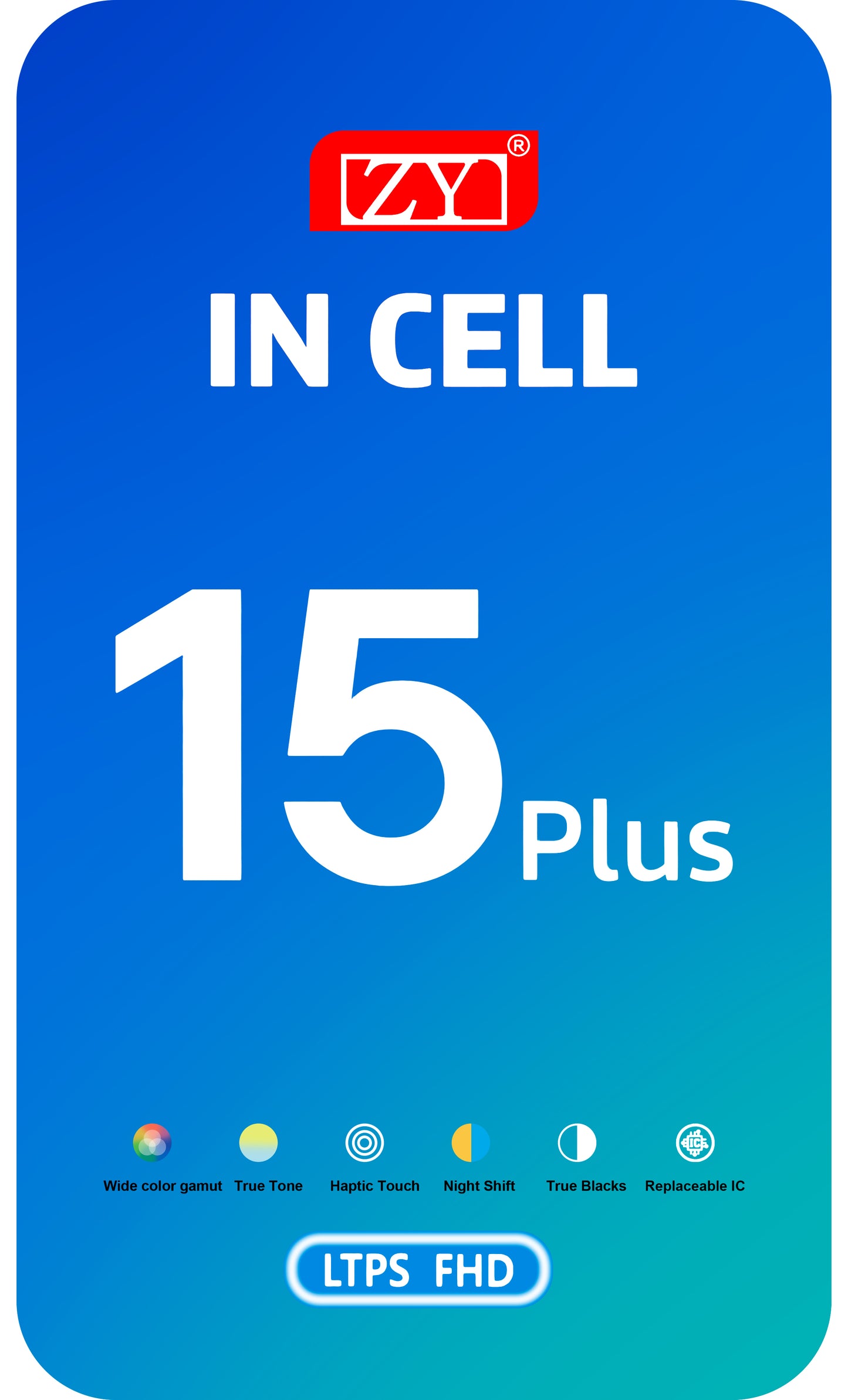 ZY Touchscreen Display for Apple iPhone 15 Plus, with Frame, In-Cell LCD Version, Black 