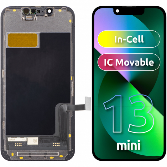 Wyświetlacz dotykowy ZY do Apple iPhone 13 mini, z ramką, ruchomy układ scalony LCD, czarny