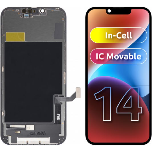 Wyświetlacz dotykowy ZY do Apple iPhone 14, z ramką, ruchomy układ scalony LCD, czarny 