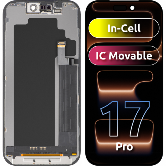 Wyświetlacz z dotykiem ZY dla Apple iPhone 17 Pro, z ramką, wersja LCD In-Cell IC Movable, Czarny