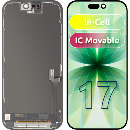 Wyświetlacz z dotykiem ZY dla Apple iPhone 17, z ramką, wersja LCD In-Cell IC Movable, Czarny