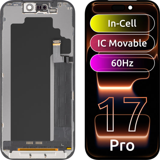 Wyświetlacz z dotykiem ZY dla Apple iPhone 17 Pro, z ramką, wersja LCD In-Cell IC Movable, Czarny