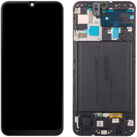 Wyświetlacz dotykowy Samsung Galaxy A50 A505, z ramką, czarny, Service Pack GH82-19204A