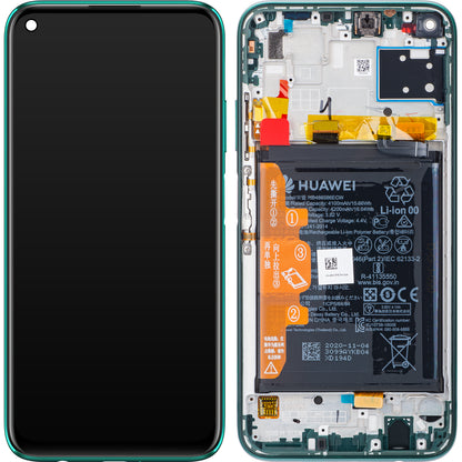 Wyświetlacz dotykowy Huawei P40 lite 4G, z ramką i baterią, zielony, Service Pack 02353KGA