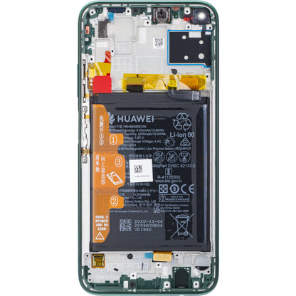 Wyświetlacz dotykowy Huawei P40 lite 4G, z ramką i baterią, zielony, Service Pack 02353KGA