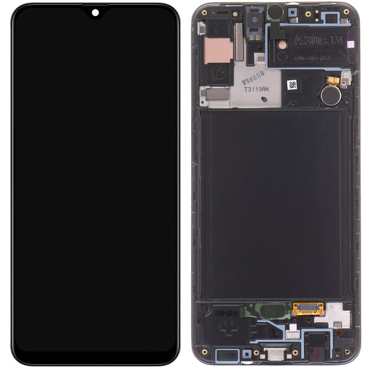 Wyświetlacz dotykowy Samsung Galaxy A30s A307, z ramką, czarny, Service Pack GH82-2111190A