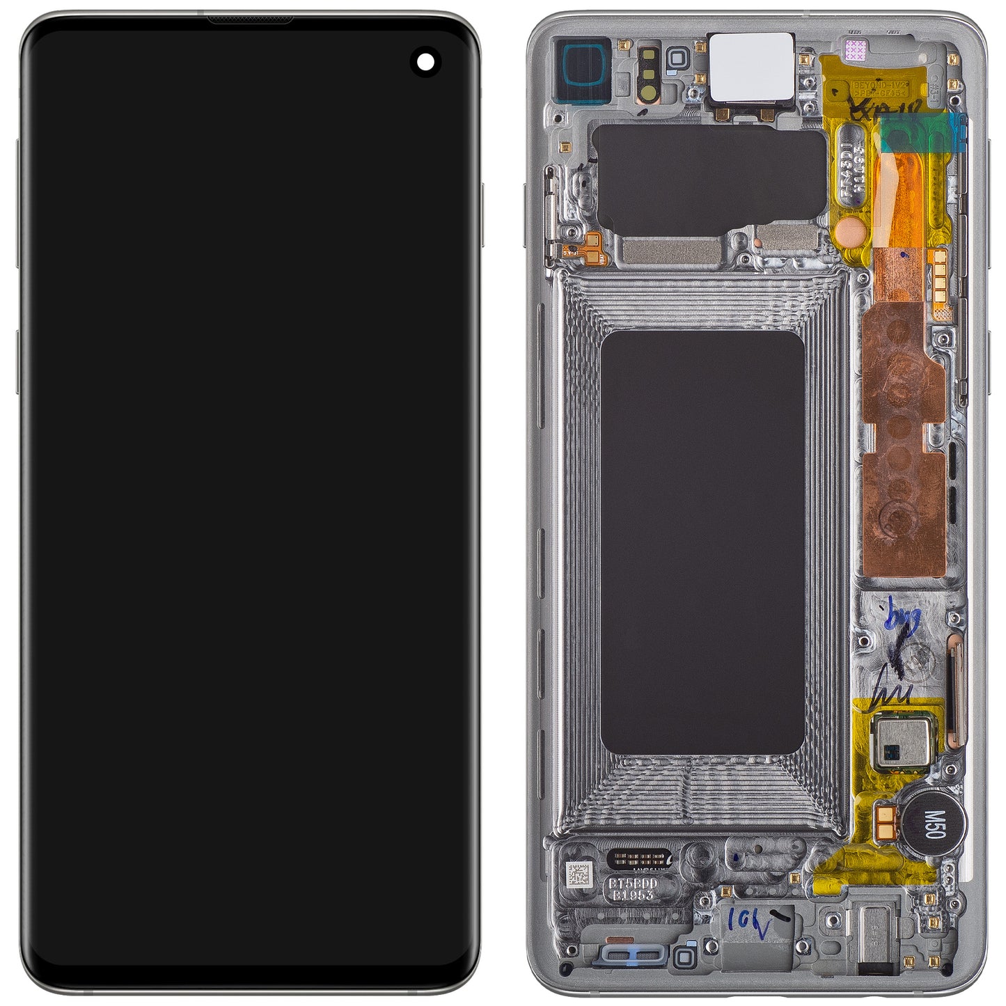 Samsung Galaxy S10 G973 Wyświetlacz dotykowy z ramką, srebrny, Service Pack GH82-18850G