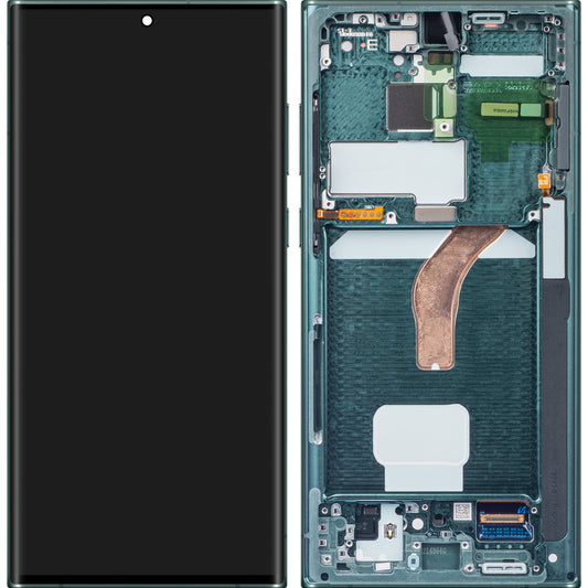 Wyświetlacz dotykowy Samsung Galaxy S22 Ultra 5G S908, z ramką, zielony, Service Pack GH82-27488D 