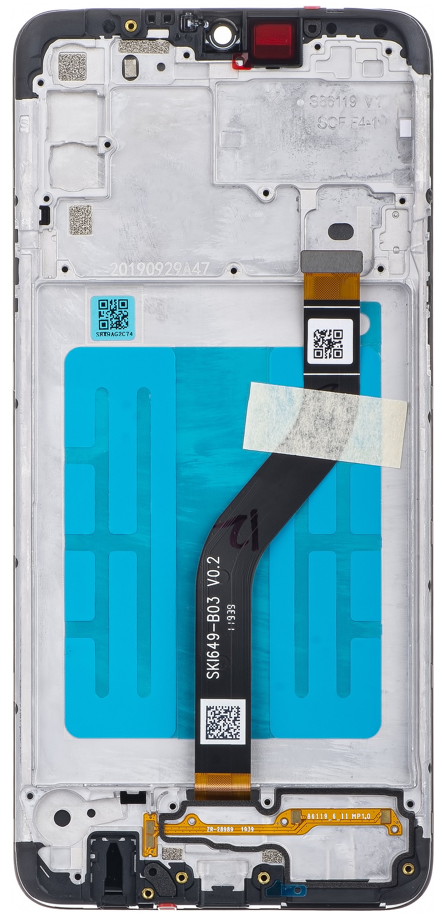 Wyświetlacz dotykowy Samsung Galaxy A20s A207 z ramką, czarny, Service Pack GH81-17774A