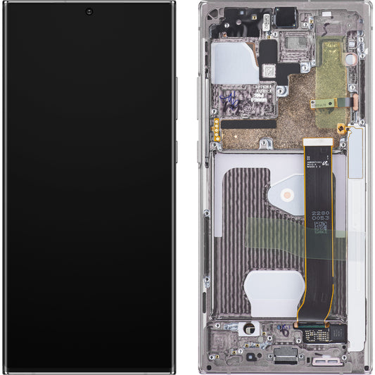 Wyświetlacz z ekranem dotykowym Samsung Galaxy Note 20 Ultra 5G N986 / Note 20 Ultra N985, z ramką, biały, zestaw serwisowy GH82-23596C
