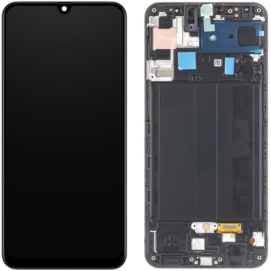 Wyświetlacz dotykowy Samsung Galaxy A50s A507, z ramką, czarny, Service Pack GH82-2111193A