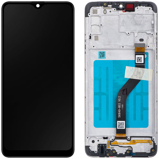 Wyświetlacz dotykowy Samsung Galaxy A20s A207 z ramką, czarny, Service Pack GH81-17774A