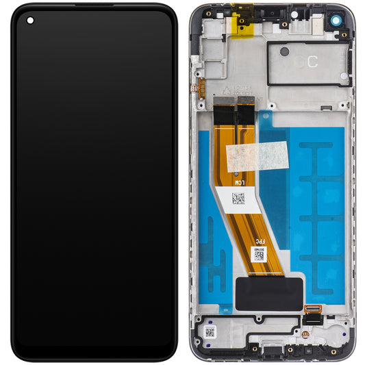 Wyświetlacz dotykowy Samsung Galaxy A11 A115, z ramką, czarny, Service Pack GH81-18760A