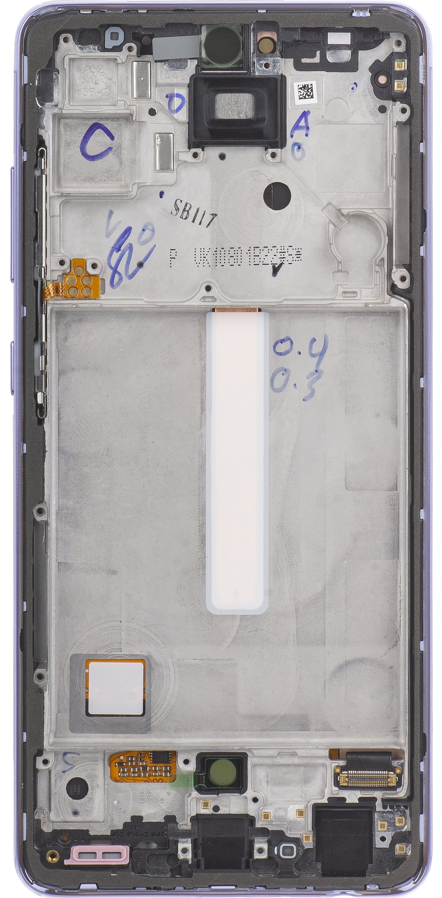 Wyświetlacz dotykowy Samsung Galaxy A52s 5G A528, z ramką, fioletowy, Service Pack GH82-26861C