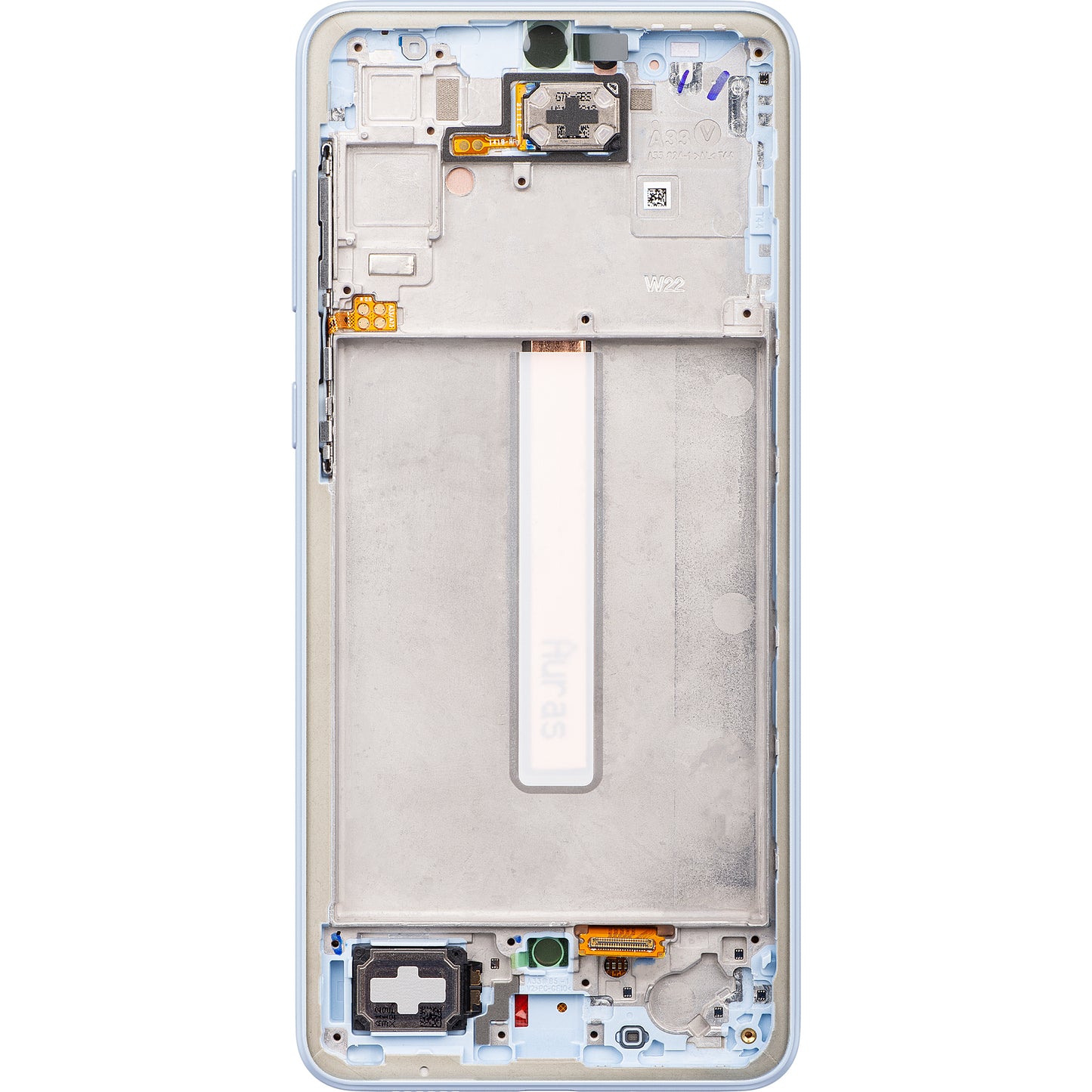 Wyświetlacz dotykowy Samsung Galaxy A33 5G A336, z ramką, niebieski, Service Pack GH82-28143C