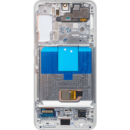 Wyświetlacz dotykowy Samsung Galaxy S22 5G S901, z ramką, biały, Service Pack GH82-27520B