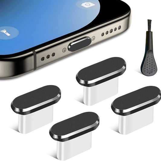 Zatyczka przeciwkurzowa do portu telefonu Techsuit AD1, USB-C, zestaw 4 sztuki, czarny