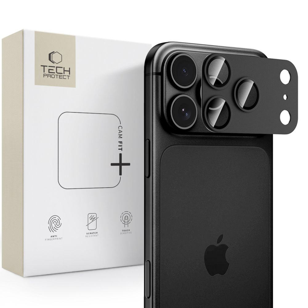 Folia ochronna na tylną kamerę Tech-Protect CamFull Fit+ do Apple iPhone 18 Pro, szkło hartowane, czarna