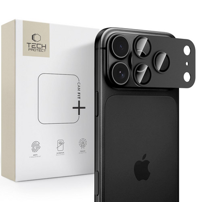 Folia ochronna na tylną kamerę Tech-Protect CamFull Fit+ do Apple iPhone 18 Pro, szkło hartowane, czarna