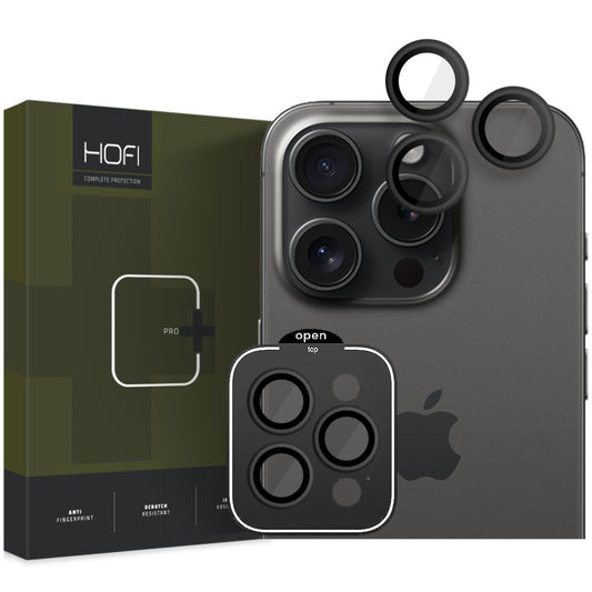 Folia ochronna na tylną kamerę HOFI CamRing PRO+ do Apple iPhone 15 Pro Max / 15 Pro, szkło hartowane, czarna