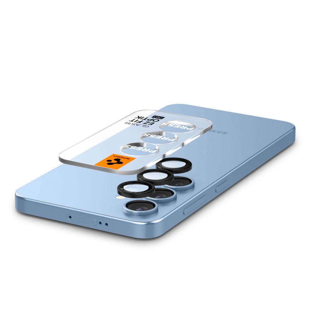 Folia ochronna na tylną kamerę Spigen GlastR EZ FIT Optik Pro HD do Samsung Galaxy S25 S931, Hartowane szkło, Zestaw 2 sztuki, Czarna AGL09092