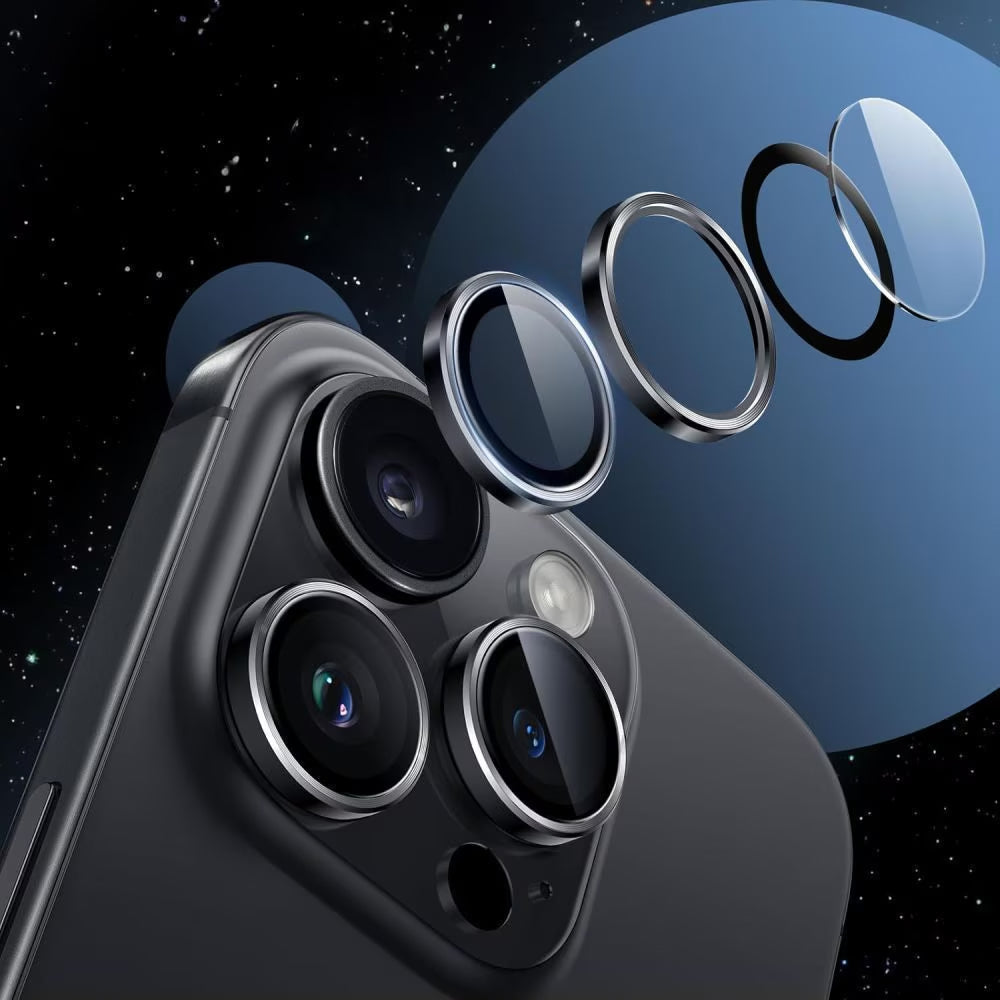 Folia ochronna na tylną kamerę Tech-Protect CamRing Fit+ dla Apple iPhone 17, Hartowane szkło, Czarna