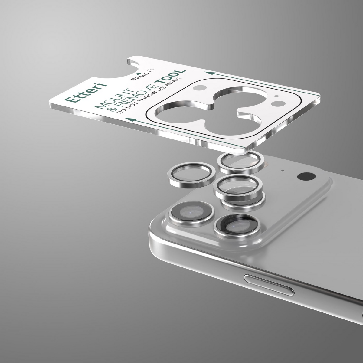 Folia ochronna na tylną kamerę Etteri do Apple iPhone 17 Pro Max / 17 Pro, Szkło hartowane, Szary