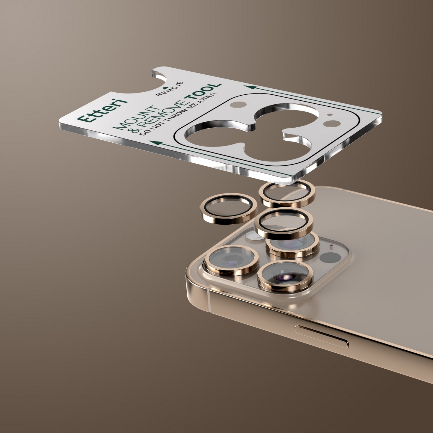 Folia ochronna na tylną kamerę Etteri do Apple iPhone 16 Pro Max / 16 Pro, szkło hartowane, brązowa