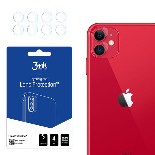 Folia ochronna na tylną kamerę 3MK Protection do Apple iPhone 11, elastyczne szkło, zestaw 4 sztuki, przezroczysta