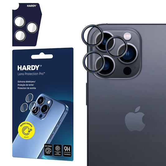 Folia ochronna na tylną kamerę 3MK Hardy Protection Pro do Apple iPhone 16 Pro Max / 16 Pro, szkło hartowane, czarne