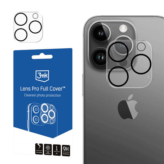 Folia ochronna na tylną kamerę 3MK Pro Full Cover do Apple iPhone 14 Pro, szkło hartowane, przezroczysta