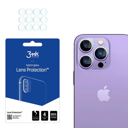 Folia ochronna na tylną kamerę 3MK Protection do Apple iPhone 14 Pro Max / 14 Pro, elastyczne szkło, zestaw 4 sztuki, przezroczysta